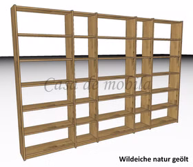 Massivholz Bücherregal bibliothek regal CONTRA 352x236x33cm Wildeiche massiv natur geölt Casa de mobila Goslar