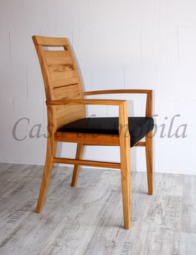 Massivholz Armlehnstuhl Bürostuhl Casera 56x95x53cm Massivholz geölt Lederpolster Colorado Wimmer Casademobila