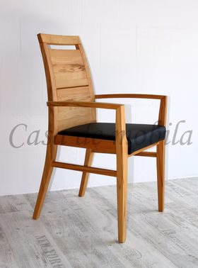 Massivholz Armlehnstuh Polsterstuhl Casera Massivholz geölt Lederpolster Colorado Wimmer Casademobila