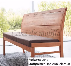 Echtholz Rotkernbuche Esszimmerbank Sitzbank CASERA geölt Stoffpolster Lino braun mit Rückenlehne Wimmer casademobila Echtholz Rotkernbuche Esszimmerbank Sitzbank CASERA geölt Stoffpolster Lino braun mit Rückenlehne Wimmer casademobila