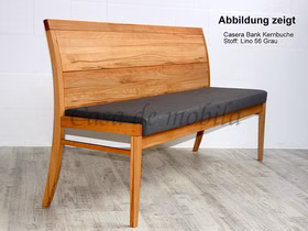Vollholz Rotkernbuche Sitzbank CASERA Küchenbank Stoff geölt Stoffpolster Lino grau mit Rückenlehne Wimmer casademobila Vollholz Rotkernbuche Sitzbank CASERA Küchenbank Stoff geölt Stoffpolster Lino grau mit Rückenlehne Wimmer casademobila