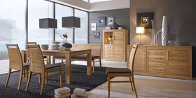 Massivholz Rotkernbuche Essgruppe CASERA Küchenbank Lederstühle Leder geölt Lederpolster Linea dunkelbraun Wimmer casademobila