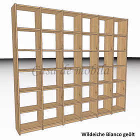 Massivholz Standregal Bücherregal CONTRA 270x236x33cm Wildeiche massiv Bianco geölt Casa de mobila Goslar