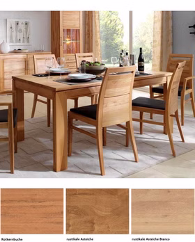 Massivholz Esstisch CASERA 190x76x95cm Kernbuche, Asteiche massiv natur oder Bianco geölt Casa de mobila Goslar