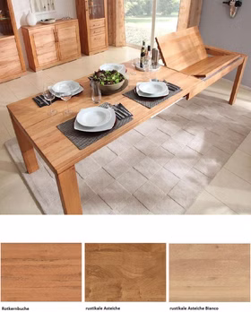 Massivholz Esstisch aussziehbar Casera 150/230x95cm Kernbuche, Wildeiche massiv natur oder Bianco geölt Casa de mobila Goslar Massivholz Esstisch aussziehbar Casera 150/230x95cm Kernbuche, Wildeiche massiv natur oder Bianco geölt Casa de mobila Goslar
