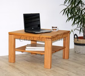 Couchtisch mit Holzplatte und Ablageboden CASERA Naturholz geölt Massivholz Stubentisch mit Ablage CASERA Kernbuche massiv natur geölt Casa de mobila Goslar