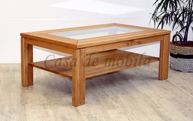 Couchtisch 125x49x75cm CASERA rustikale Asteiche massiv Massivholz Stubentisch mit glasplatte und ablage 125x49x75cm CASERA rustikale Asteiche massiv von Casademobila Goslar
