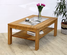 Couchtisch 125x49x75cm CASERA rustikale Asteiche massiv Massivholz Couchtisch mit glasplatte und ablage 125x49x75cm CASERA rustikale Asteiche massiv von Casademobila Goslar