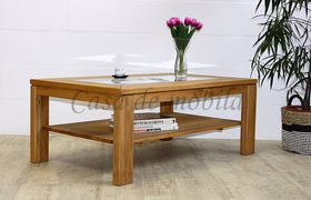 Couchtisch 125x49x75cm CASERA rustikale Asteiche massiv Massivholz Couchtisch mit glasplatte und ablage 125x49x75cm CASERA Wildeiche massiv geölt von Casa de mobila Goslar