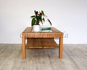 Massivholz Stubentisch mit Glasplatte und Ablage 125x49x75cm CASERA buche massiv geölt Casa de mobila Goslar
