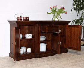 Echtholz geschirrkommode 158x84x46cm siesta dunkelbraun nussbaumfarben kolonial Casademobila Goslar Echtholz geschirrkommode 158x84x46cm siesta dunkelbraun nussbaumfarben kolonial Casademobila Goslar