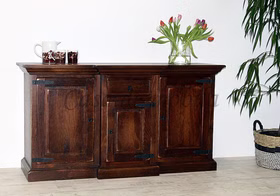 Massivholz Sideboard 158x84x46cm siesta Pinie massiv dunkelbraun nussbaumfarben kolonial Casademobila Goslar Massivholz Sideboard 158x84x46cm siesta Pinie massiv dunkelbraun nussbaumfarben kolonial Casademobila Goslar