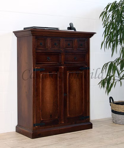Massivholz Vertiko 99x128x46cm SANTIAGO Pinie massiv dunkelbraun nussbaumfarben kolonial Casademobila Goslar Massivholz Vertiko 99x128x46cm SANTIAGO Pinie massiv dunkelbraun nussbaumfarben kolonial Casademobila Goslar