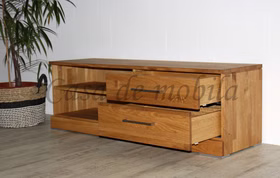 TV-Lowboard 2 Schubladen, 2 Fächer 140x47x60cm CASERA naturholz geölt Massivholz TV-Kommode mit 2 schubladen verzinken CASERA 140x47x60cm Wildeiche massiv natur oder Bianco geölt Casa de mobila Goslar