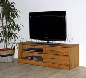 TV-Lowboard 2 Schubladen, 2 Fächer 140x47x60cm CASERA naturholz geölt Massivholz TV-kommode CASERA 140x47x60cm Wildeiche massiv natur geölt Casa de mobila Goslar