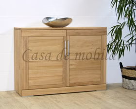 Sideboard 2-türig 120x87x42cm CASERA geölt Massivholz Kommode 2 türig CASERA Wimmer 120x87x42cm Asteiche natur oder Bianco geölt Casa de mobila