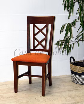 Polsterstuhl 47x100x44cm ROSSIO Pinie nussbaumfarben Polster orange von Casademobila Goslar