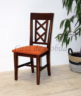 Polsterstuhl 47x100x44cm ROSSIO Pinie nussbaumfarben Polster orange von Casademobila Goslar