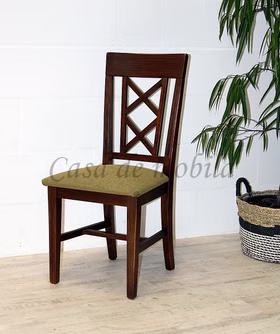 Polsterstuhl 47x100x44cm ROSSIO Pinie nussbaumfarben Polster grün von Casademobila Goslar Polsterstuhl 47x100x44cm ROSSIO Pinie nussbaumfarben Polster grün von Casademobila Goslar