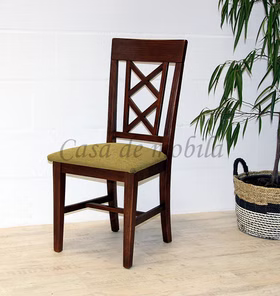 Polsterstuhl 47x100x44cm ROSSIO Pinie nussbaumfarben Polster grün von Casademobila Goslar Polsterstuhl 47x100x44cm ROSSIO Pinie nussbaumfarben Polster grün von Casademobila Goslar