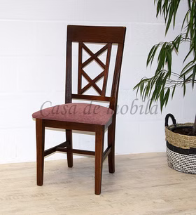 Polsterstuhl 47x100x44cm ROSSIO Pinie nussbaumfarben Polster violett von Casademobila Goslar