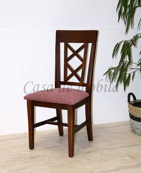 Polsterstuhl 47x100x44cm ROSSIO Pinie nussbaumfarben Polster violett von Casademobila Goslar