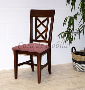 Polsterstuhl 47x100x44cm ROSSIO Pinie nussbaumfarben Polster violett von Casademobila Goslar
