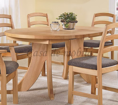 Massivholz Esstisch rund ausziehbar SILKE 105x105cm Kernbuche massiv natur geölt, SIL300-3741 Casa de mobila Goslar