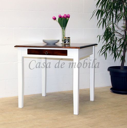Esstisch 85x80x85cm DECOR Pappel 2farbig weiß nussbaumfarben