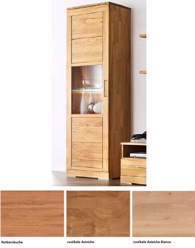 Massivholz Vitrine Casera 64x218x42cm Kernbuche, Asteiche massiv natur oder Bianco geölt Wimmer Casa de Mobila Goslar Massivholz Vitrine Casera 64x218x42cm Kernbuche, Asteiche massiv natur oder Bianco geölt Wimmer Casa de Mobila Goslar