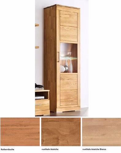 Massivholz Vitrine Casera 64x218x42cm Kernbuche, Asteiche massiv natur oder Bianco geölt Wimmer Casa de Mobila Goslar Massivholz Vitrine Casera 64x218x42cm Kernbuche, Asteiche massiv natur oder Bianco geölt Wimmer Casa de Mobila Goslar