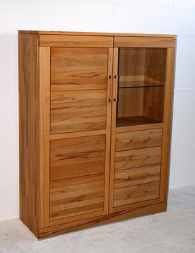 Echtholz Highboard Casera 120x154x42cm Kernbuche, Asteiche massiv natur oder Bianco geölt Wimmer Casa de Mobila