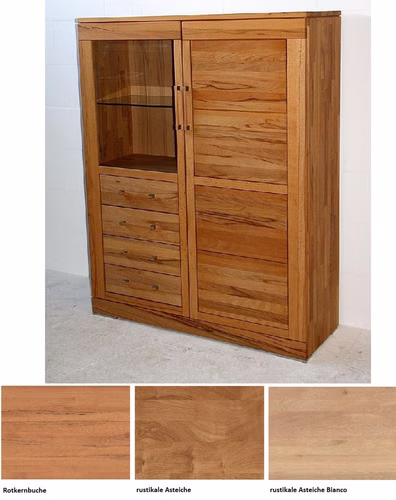 Massivholz Vitrine Casera 120x154x42cm Kernbuche, Asteiche massiv natur oder Bianco geölt Wimmer Casa de Mobila Golslar Massivholz Vitrine Casera 120x154x42cm Kernbuche, Asteiche massiv natur oder Bianco geölt Wimmer Casa de Mobila Golslar