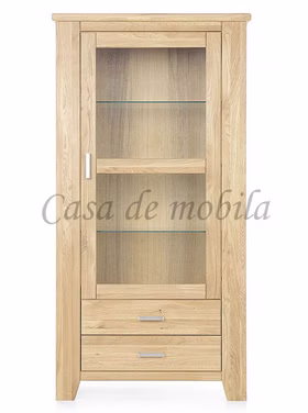 Massivholz Geschirrschrank mit Glastür rechts Schmal LOFT 104x206x47cm Eiche massiv natur geölt Casa de mobila Goslar Massivholz Geschirrschrank mit Glastür rechts Schmal LOFT 104x206x47cm Eiche massiv natur geölt Casa de mobila Goslar
