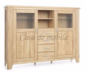 Massivholz Schrank mit Schubladen LOFT Breit 202x151x47cm Eiche massiv natur geölt Casa de mobila Goslar