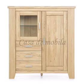 Massivholz Esszimmerschrank klein LOFT 131x139x47cm Eiche massiv natur geölt Casa de mobila Goslar