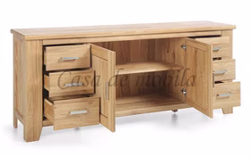Massivholz Sideboard mit Schubladen Breit LOFT 202x85x47cm Eiche massiv natur geölt Casa de mobila Goslar Massivholz Sideboard mit Schubladen Breit LOFT 202x85x47cm Eiche massiv natur geölt Casa de mobila Goslar