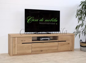 Massivholz Fernsehkommode 219x62x40cm HORIZONT Wildeiche massiv weiss Bianco geölt von Casademobila Goslar Massivholz Fernsehkommode 219x62x40cm HORIZONT Wildeiche massiv weiss Bianco geölt von Casademobila Goslar