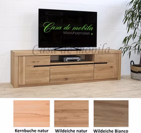 Massivholz TV-Lowboard HORIZONT 219x62x40cm Kernbuche Wildeiche massiv natur oder Bianco geölt von Casademobila Goslar Massivholz TV-Lowboard HORIZONT 219x62x40cm Kernbuche Wildeiche massiv natur oder Bianco geölt von Casademobila Goslar
