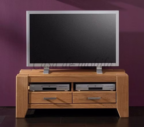 Massivholz TV-Kommode Klein LOFT 120x45x45cm Eiche massiv natur geölt Casa de mobila Goslar