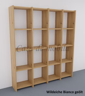 Massivholz raumteiler regal schmal 181x197x33cm CONTRA Wildeiche massiv bianco geölt von Casademobila Goslar