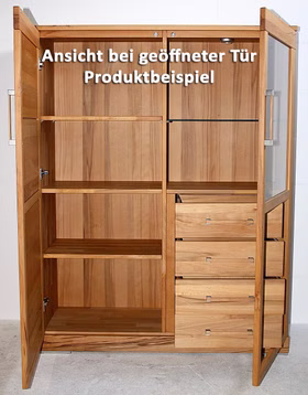 Echtholz Vitrine Casera Kernbuche, Asteiche massiv natur oder Bianco geölt Wimmer Casa de Mobila Goslar