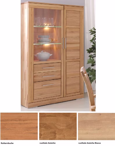 Massivholz Vitrine Casera 100x186x42cm Kernbuche, Asteiche massiv natur oder Bianco geölt Wimmer Casa de Mobila Goslar Massivholz Vitrine Casera 100x186x42cm Kernbuche, Asteiche massiv natur oder Bianco geölt Wimmer Casa de Mobila Goslar