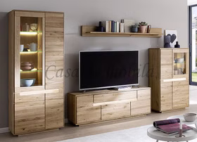 Massivholz Wohnwand mit Beleuchtung Set FLORENZ 4teilig Wildeiche massiv geölt von Casademobila Goslar Massivholz Wohnwand mit Beleuchtung Set FLORENZ 4teilig Wildeiche massiv geölt von Casademobila Goslar