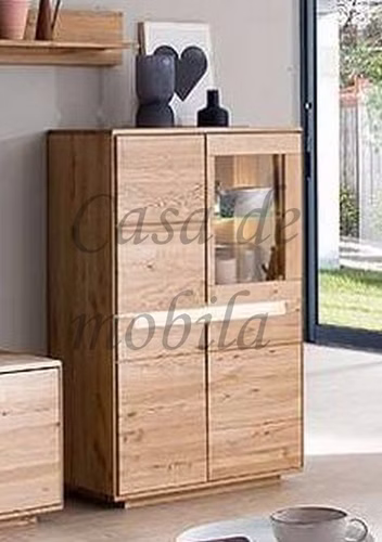 Massivholz Highboard FLORENZ 93x136x40cm Wildeiche massiv geölt beleuchtet Glas rechts Massivholz Highboard FLORENZ 93x136x40cm Wildeiche massiv geölt beleuchtet Glas rechts