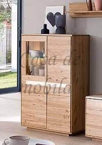 Massivholz Highboard FLORENZ 93x136x40cm Wildeiche massiv geölt beleuchtet Glas links Massivholz Highboard FLORENZ 93x136x40cm Wildeiche massiv geölt beleuchtet Glas links