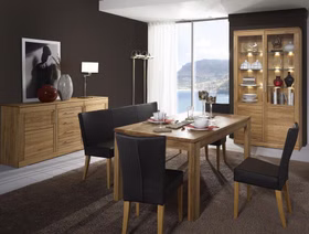 Esszimmer Vitrine 2-türig CASERA Metallgriff Kernbuche natur geölt Esszimmer Schrank mit Glastüren CASERA Metallgriff Kernbuche massiv natur geölt Casa de mobila Goslar