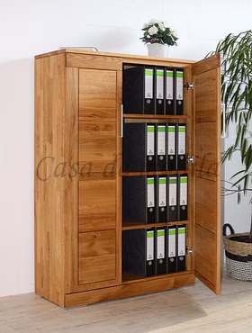 Aktenschrank 100x154x42cm CASERA schmale Tür links Wildeiche massiv natur geölt von Casademobila Goslar Wimmer möbel