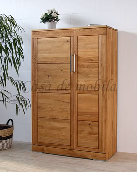 Esszimmerschrank 100x154x42cm CASERA schmale Tür rechts rustikale Asteiche massiv natur geölt von Casademobila Goslar