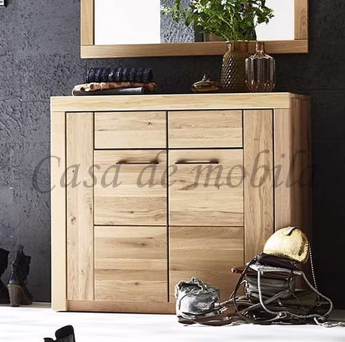 Schuhschrank SKYLINE 102x94x40cm Kernbuche Wildeiche massiv natur oder Bianco geölt Casa de mobila Goslar